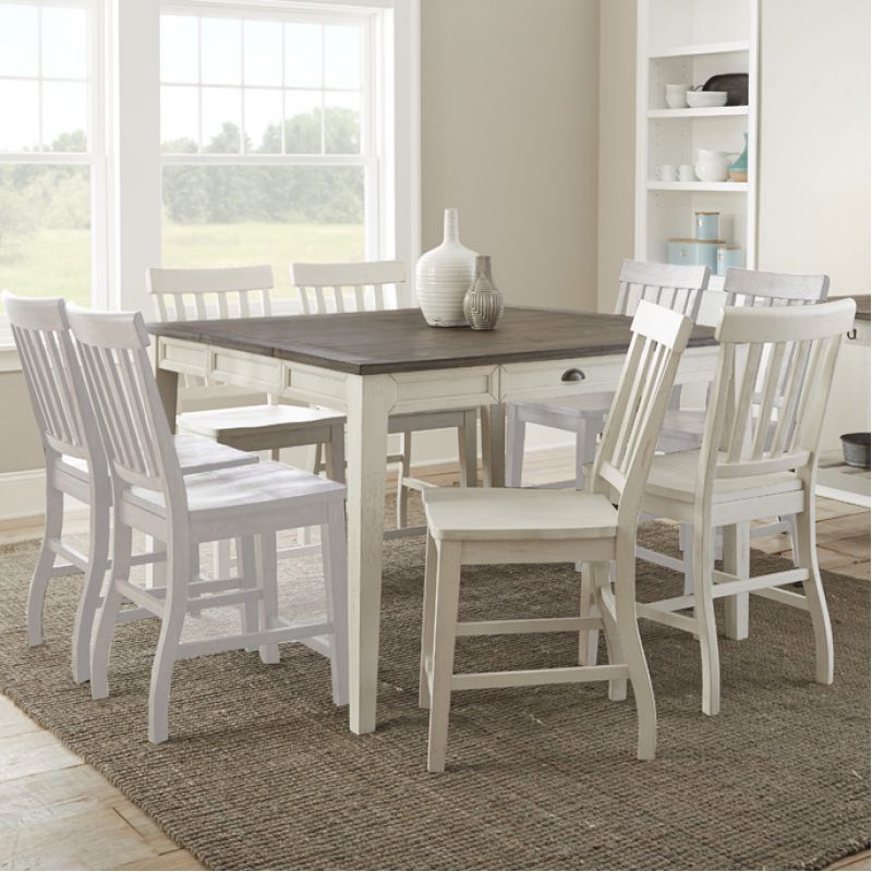 Steve Silver - Cayla 9 Pc Counter Height Dining Set - White Chairs - CY5454TW9PC