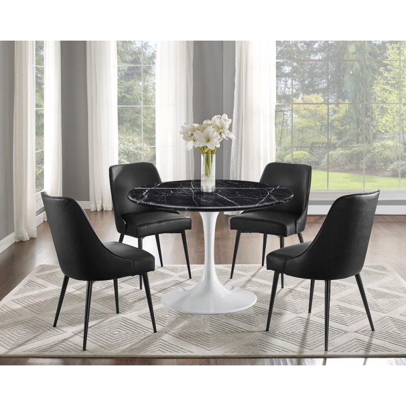Steve Silver - Colfax 5PC Black Top and White Base Dining Set - Black Chair - CF450KMTWDB-D5PC-B