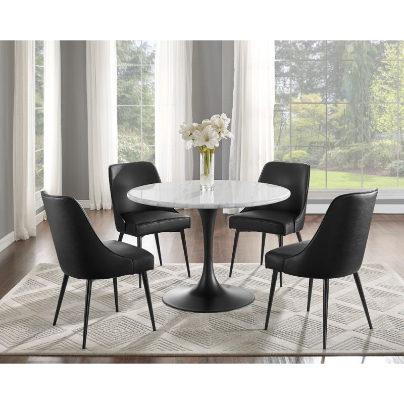 Steve Silver - Colfax 5PC White Top and Black Base Dining Set With Black Chair - CF450WMTKDB-D5PC-B