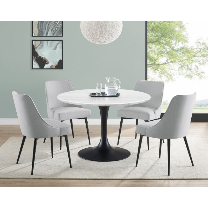 Steve Silver - Colfax 5PC White Top and Black Base Dining Set With Stone Chair - CF450WMTKDB-D5PC-S