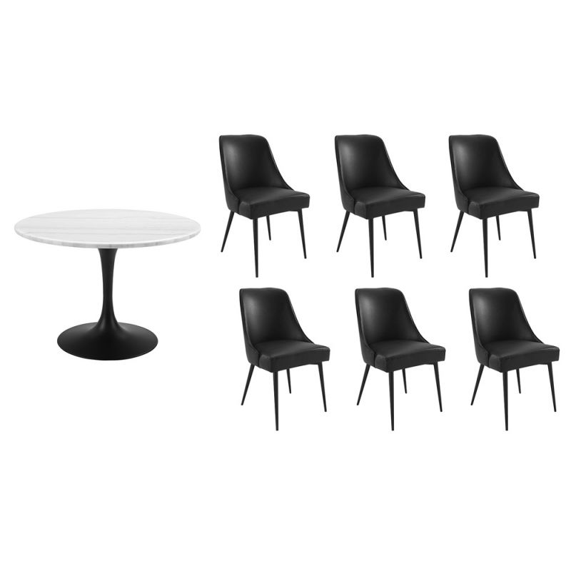 Steve Silver - Colfax 7PC White Top and Black Base Dining Set With Black Chair - CF450WMTKDB-D7PC-B