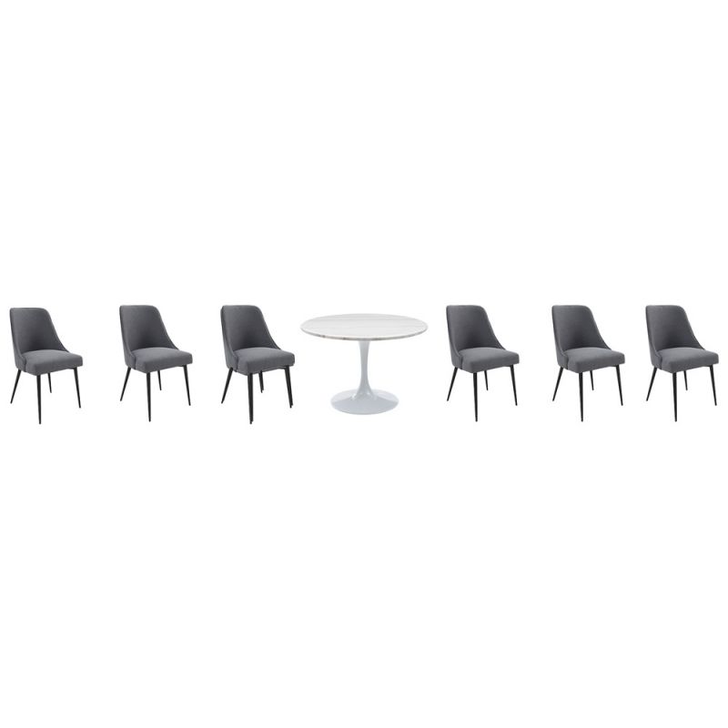 Steve Silver - Colfax 7PC White Top and White Base Dining Set - Charcoal Chair - CF450WDBMT-D7PC-C
