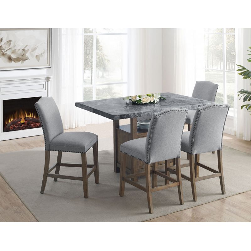 Steve Silver - Grayson 5PC Gray Marble Counter Dining Set - GS600C5PC