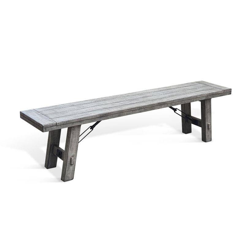 Sunny Designs - Alpine Grey -  Alpine Bench with Turnbuckle, Wood Seat - 1522AG