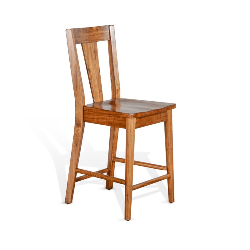 Sunny Designs - American Modern T-Back Barstool with Wood Seat in Orange-Brown - 1688CN-24