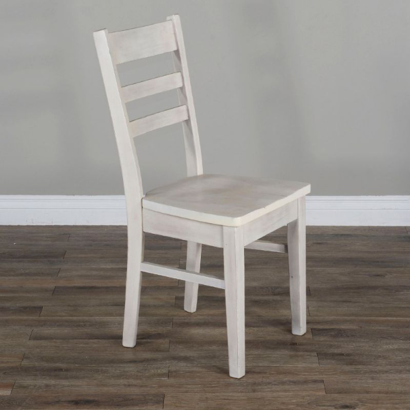 Sunny Designs - Bayside Ladderback Chair with Wood Seat in Off White - 1616MW