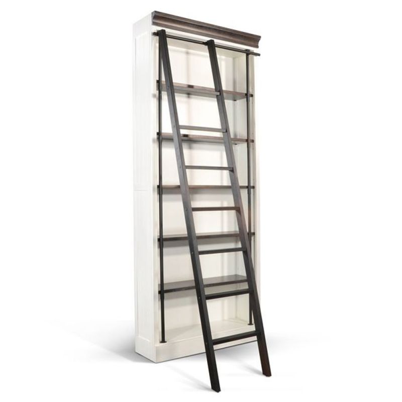 Sunny Designs - Carriage House -  Carriage House Wood and Metal Bookcase with Ladder in Off White - 2836EC