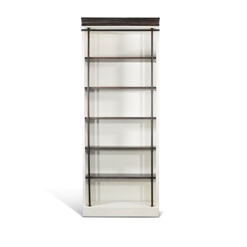 Sunny Designs - Carriage House -  Carriage House Wood and Metal Bookcase with Post in Off White - 2836EC-B