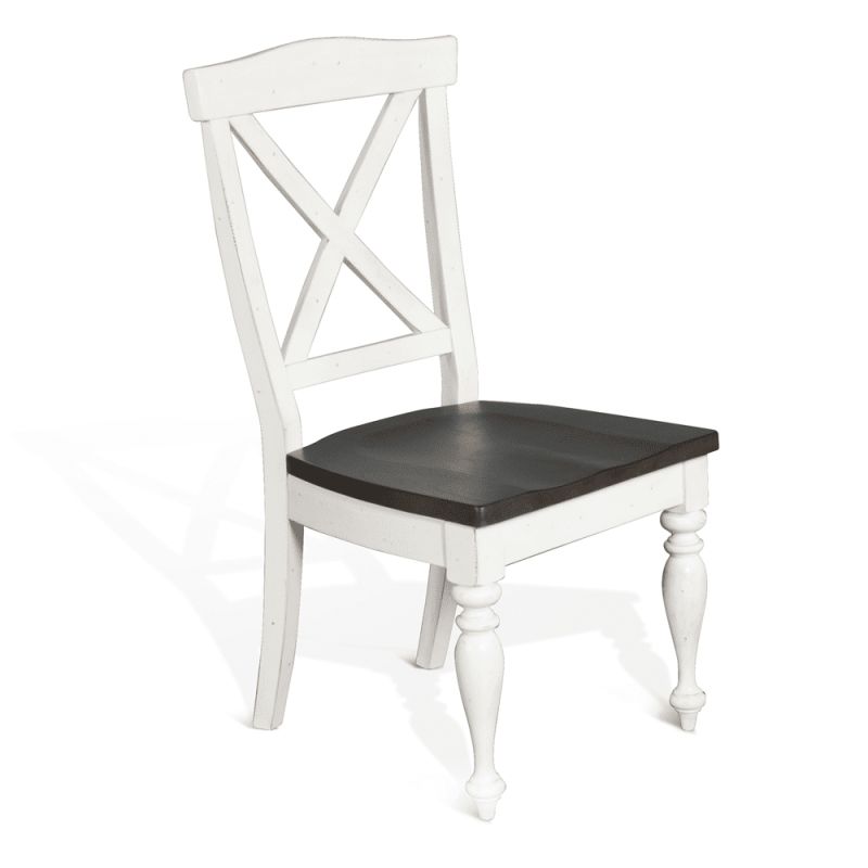 Sunny Designs - Carriage House Crossback Chair in White & Dark Brown - 1666EC