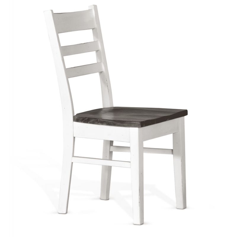 Sunny Designs - Carriage House Ladderback Chair in White/Light Brown in White & Dark Brown - 1616EC