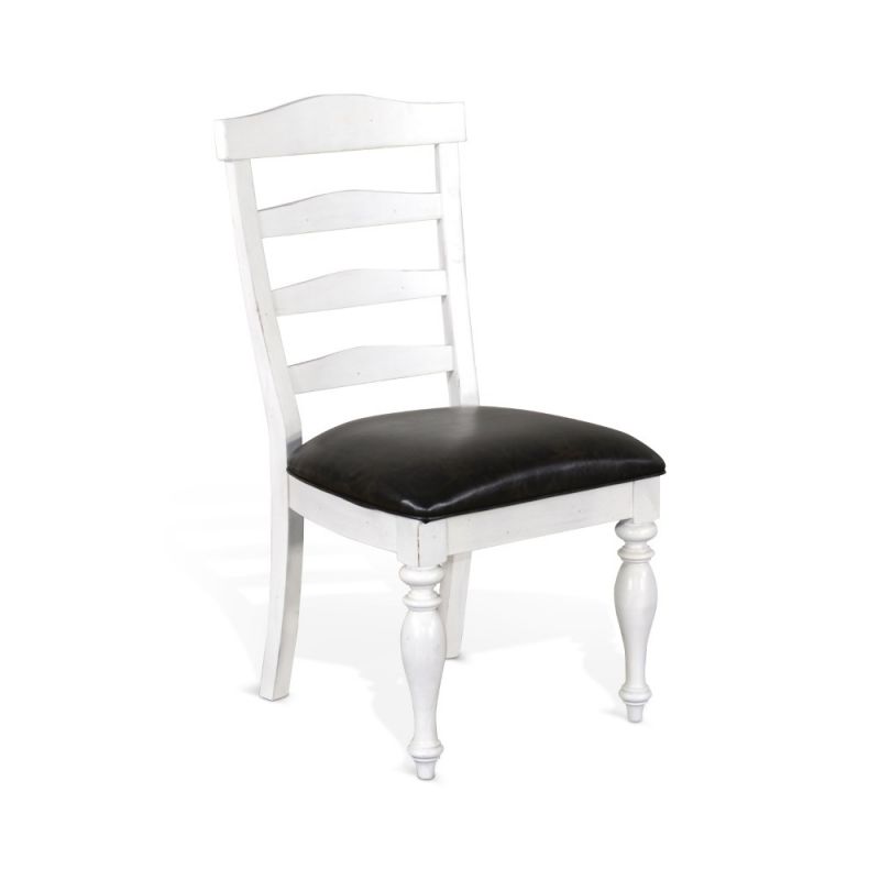 Sunny Designs - Carriage House Ladderback Chair with Cushion Seat in White & Dark Brown - 1432EC-C