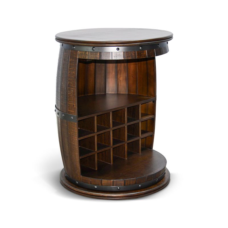 Sunny Designs - Homestead -  Half Barrel Wine Bar with Metal Accents - 2096TL