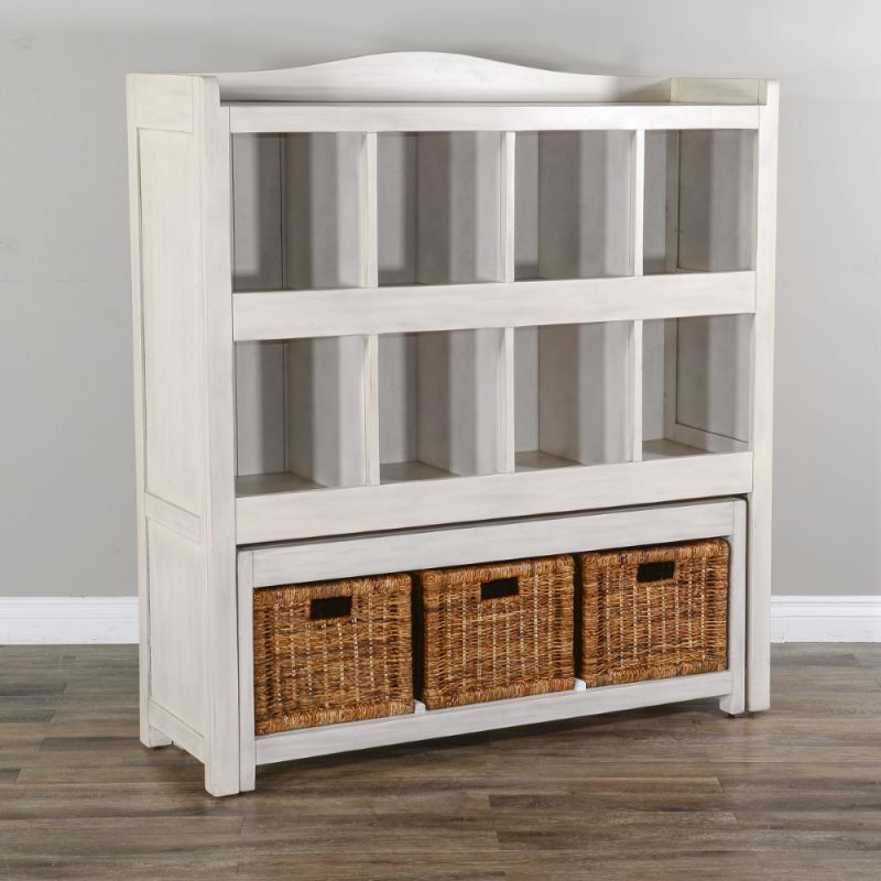 Sunny Designs - Marble White Storage Bookcase and Bench - White - 2993MW