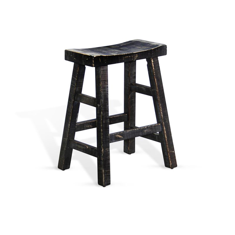 Sunny Designs - Marina -  Black Sand Counter Saddle Seat Stool, Wood Seat - 1768BS-24