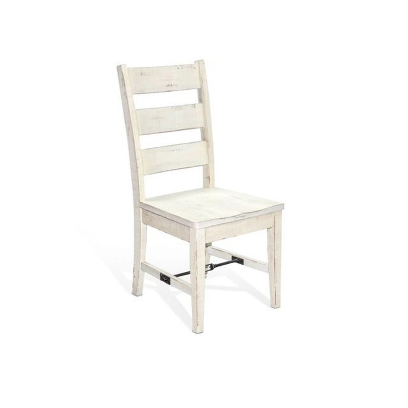 Sunny Designs - Marina -  White Sand Ladderback Chair with Turnbuckle, Wood Seat - 1508WS-T