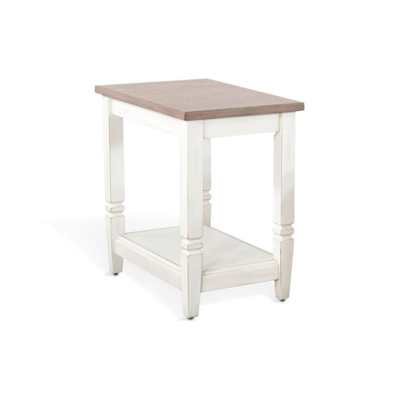 Sunny Designs -  Pasadena Farmhouse Mahogany Chair Side Table in Off White - 3170MB-CS