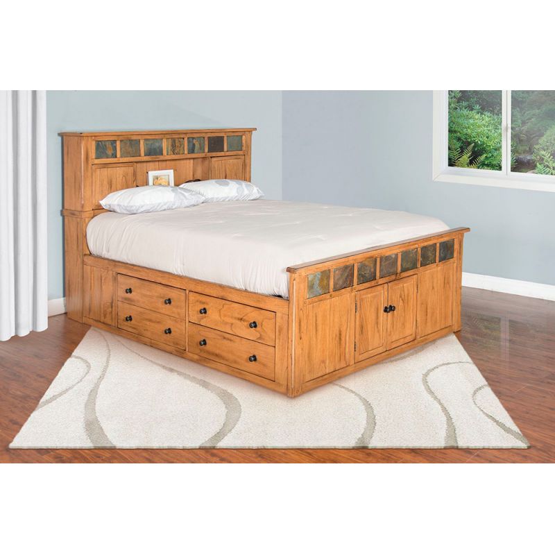 Sunny Designs - Sedona -  Queen Storage Bed withith Slate - 2334RO-SQ