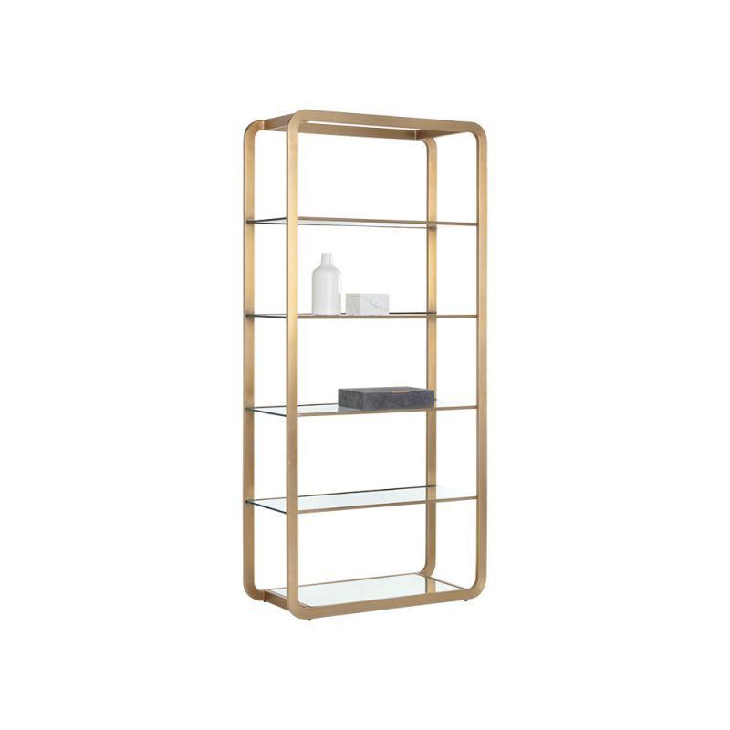 Sunpan - Ambretta Bookcase Large - Gold / Clear - 107074
