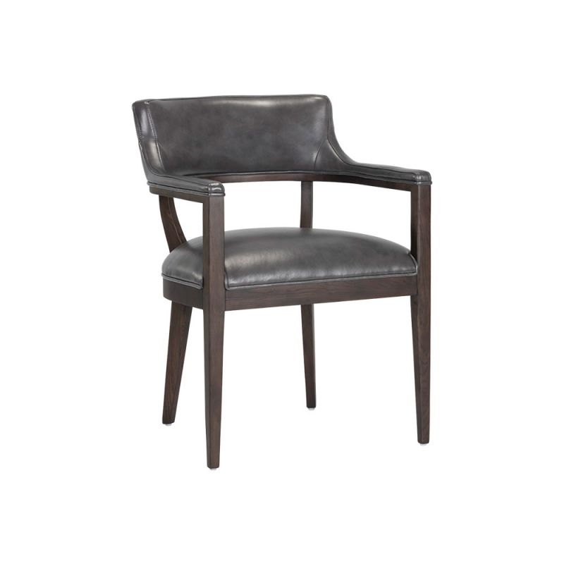 Sunpan - Westport Brylea Dining Armchair - Brown - Brentwood Charcoal Leather - 110521