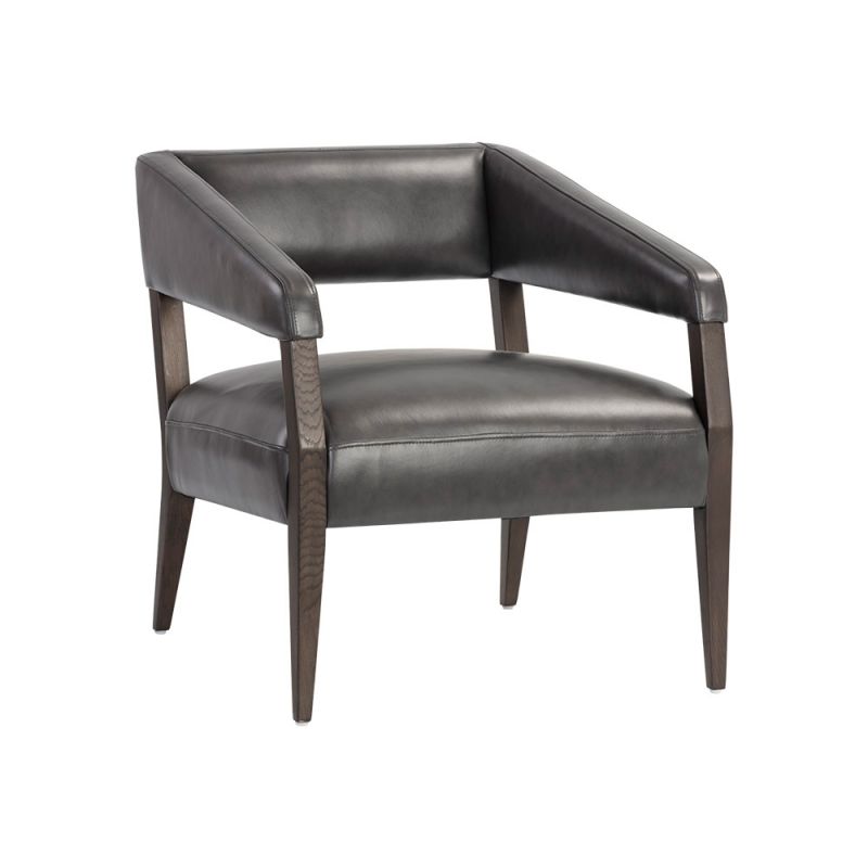 Sunpan - Westport Carlyle Lounge Chair - Brentwood Charcoal Leather - 110530