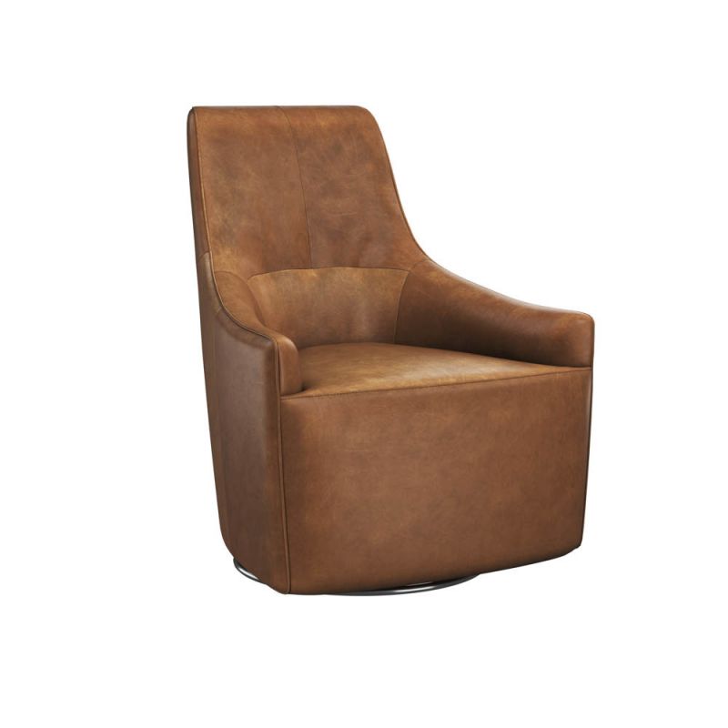 Sunpan - Carmine Swivel Lounge Chair - Cognac Leather - 111264