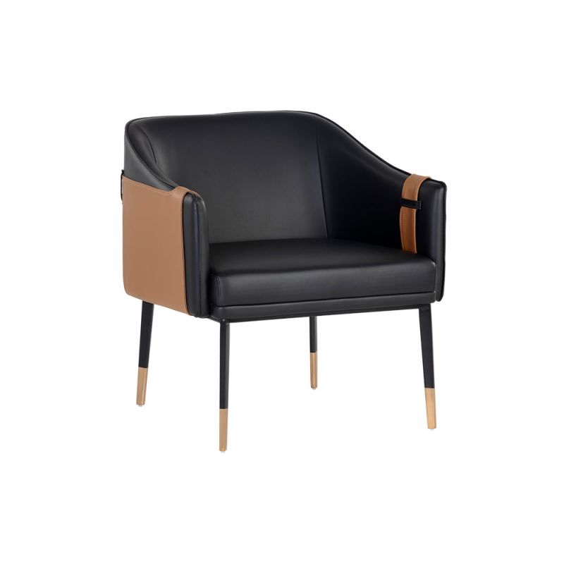 Sunpan - Ikon Carter Lounge Chair - Napa Black / Napa Cognac - 106723