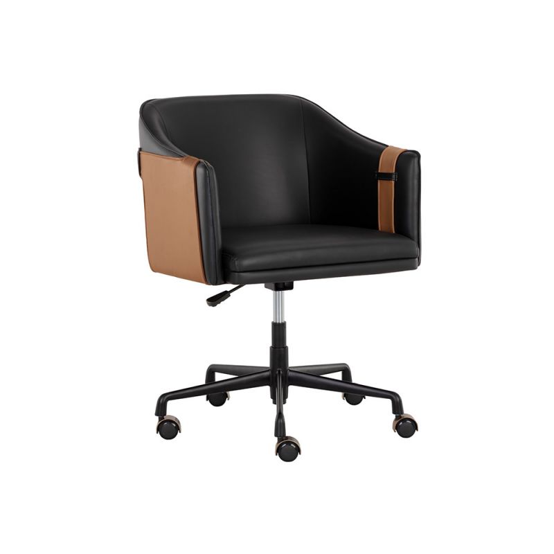 Sunpan - Ikon Carter Office Chair - Napa Black / Napa Cognac - 108757