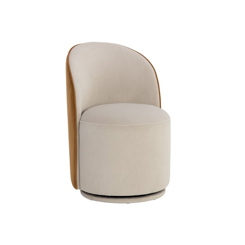 Sunpan - 5West Cavoli Swivel Dining Chair - Meg Taupe / Meg Gold - 109915