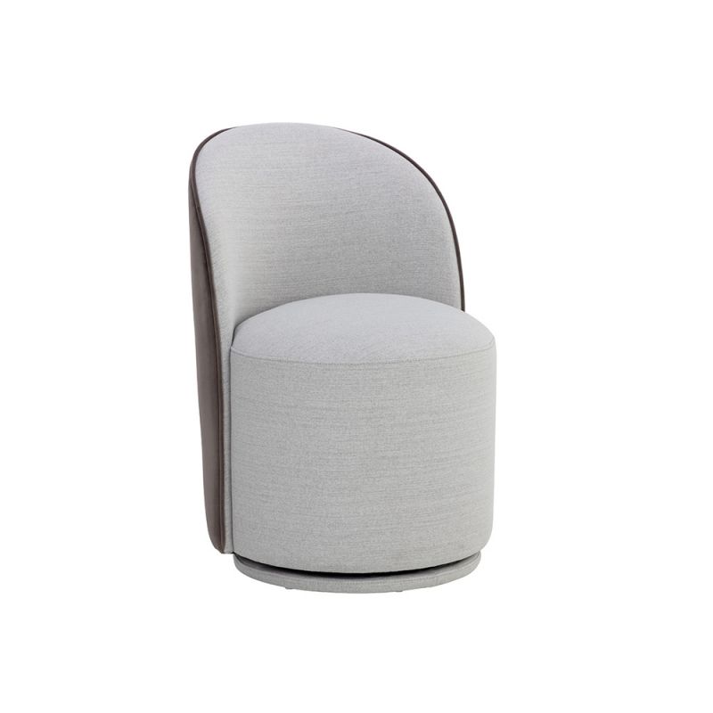 Sunpan - 5West Cavoli Swivel Dining Chair - Mina Light Grey / Meg Ash - 109914