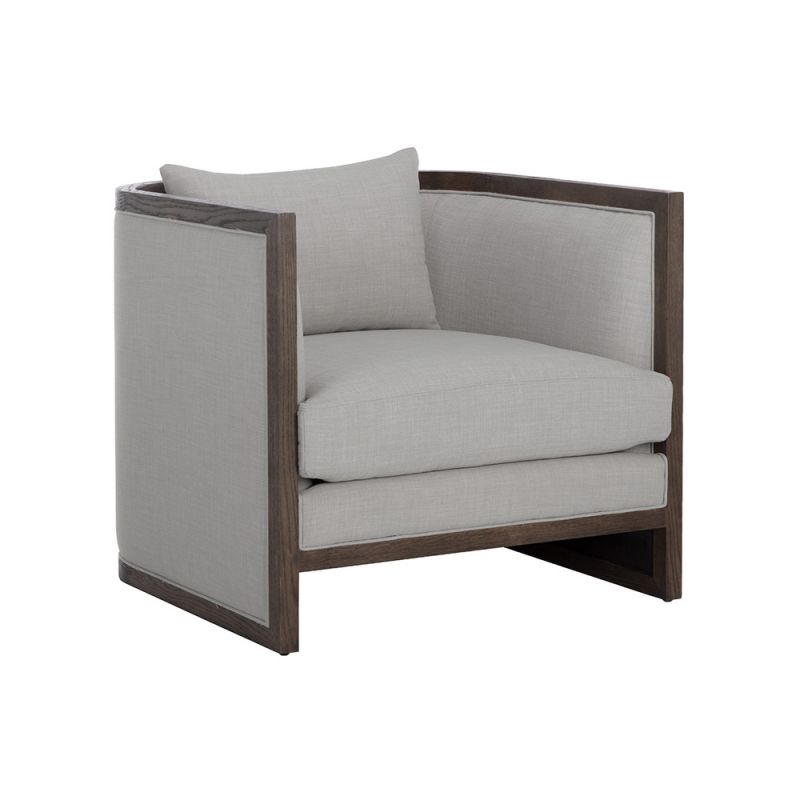 Sunpan - Westport Chloe Lounge Chair - Dark Brown - Linoso Light Grey - 109094