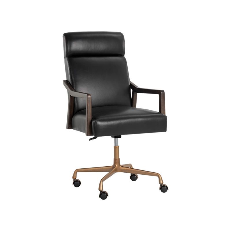 Sunpan - Westport Collin Office Chair - Brown - Cortina Black Leather - 110540