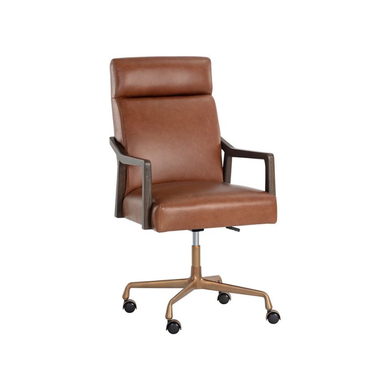Sunpan - Westport Collin Office Chair - Brown - Shalimar Tobacco Leather - 110542