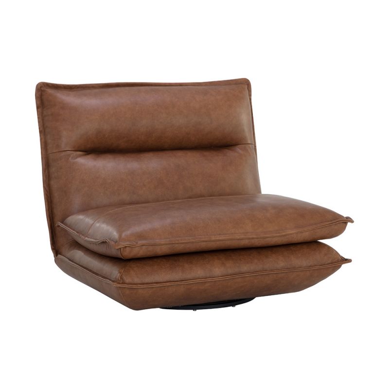 Sunpan - Colson Swivel Armless Chair - Cognac Leather - 111479