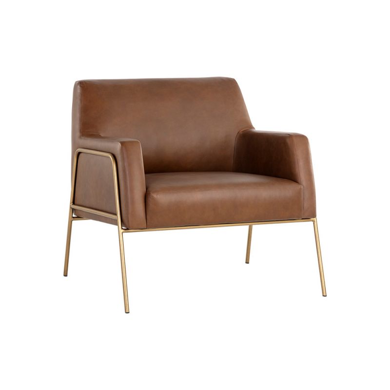 Sunpan - MIXT Cybil Lounge Chair - Vintage Caramel Leather - 106457