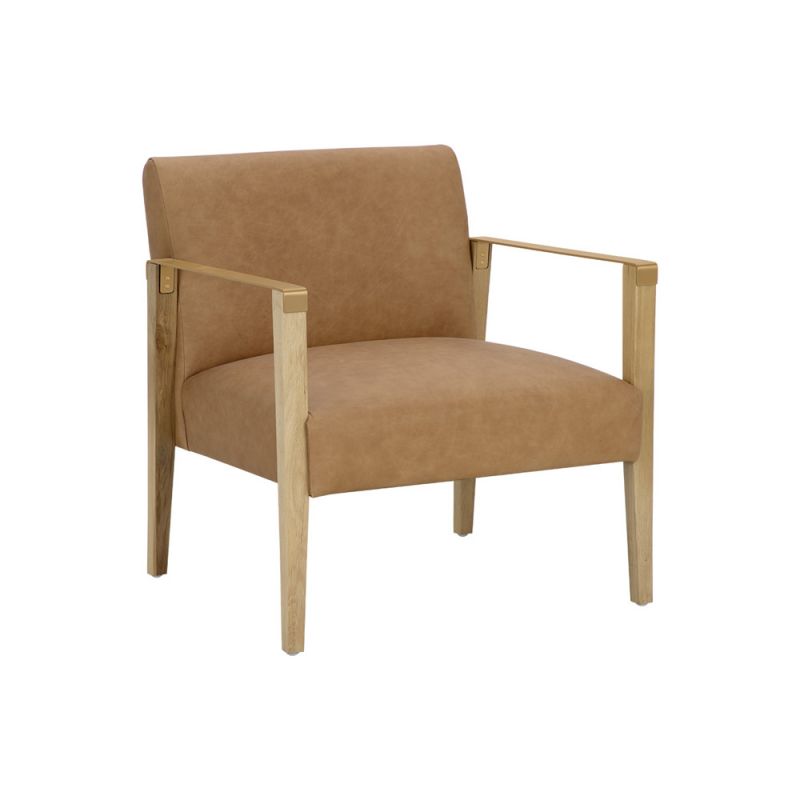 Sunpan - Westport Earl Lounge Chair - Rustic Oak - Ludlow Sesame Leather - 110602