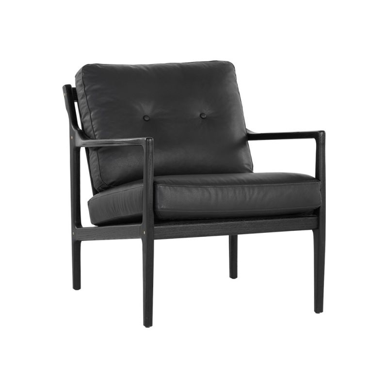 Sunpan - Gilmore Lounge Chair - Black - Black Leather - 106691