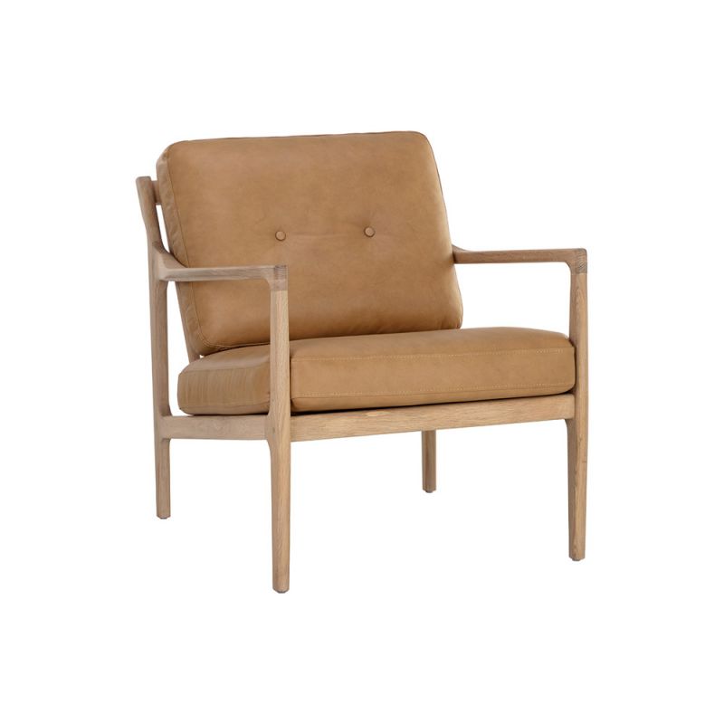 Sunpan - Gilmore Lounge Chair - Light Oak - Mojave Tan Leather - 111061