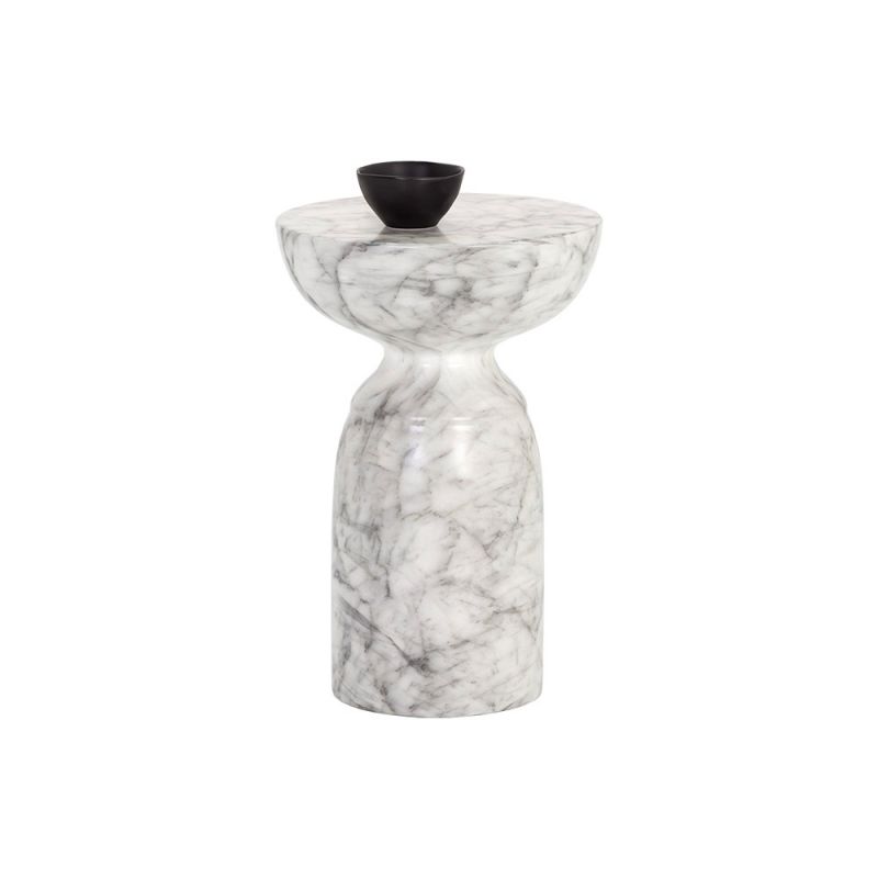 Sunpan - MIXT Goya End Table - Marble Look - White - 106284