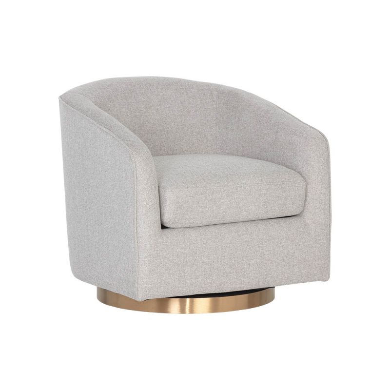 Sunpan - Hazel Swivel Lounge Chair - Gold - Belfast Heather Grey - 106561