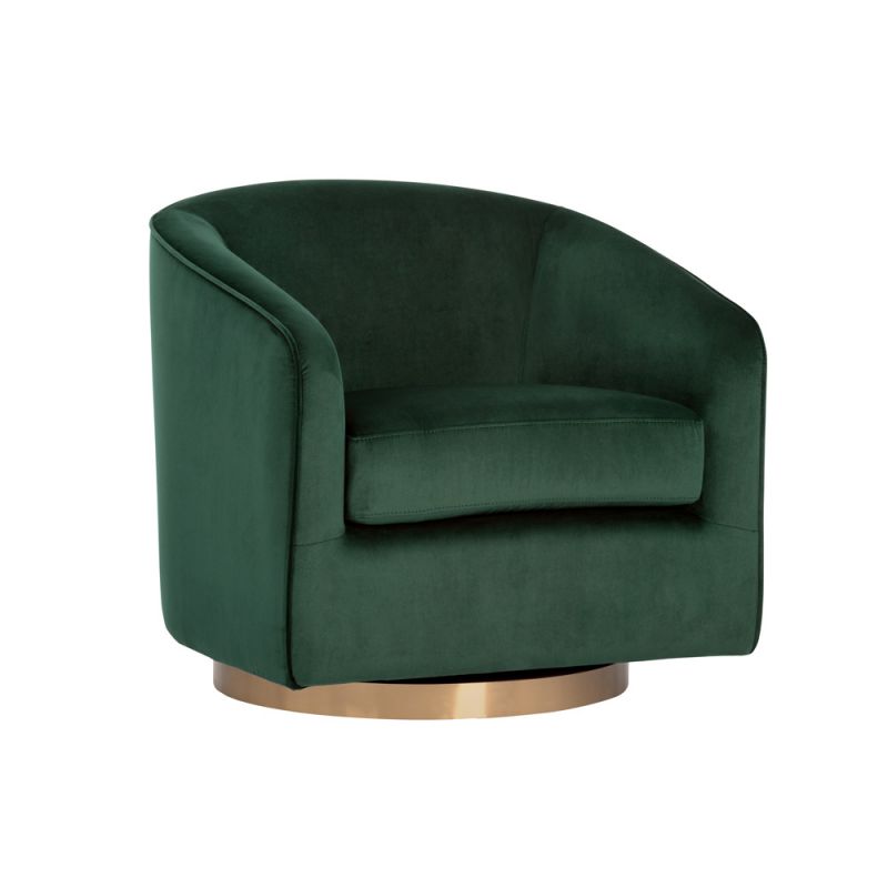 Sunpan - Hazel Swivel Lounge Chair - Gold - Deep Green Sky - 103999