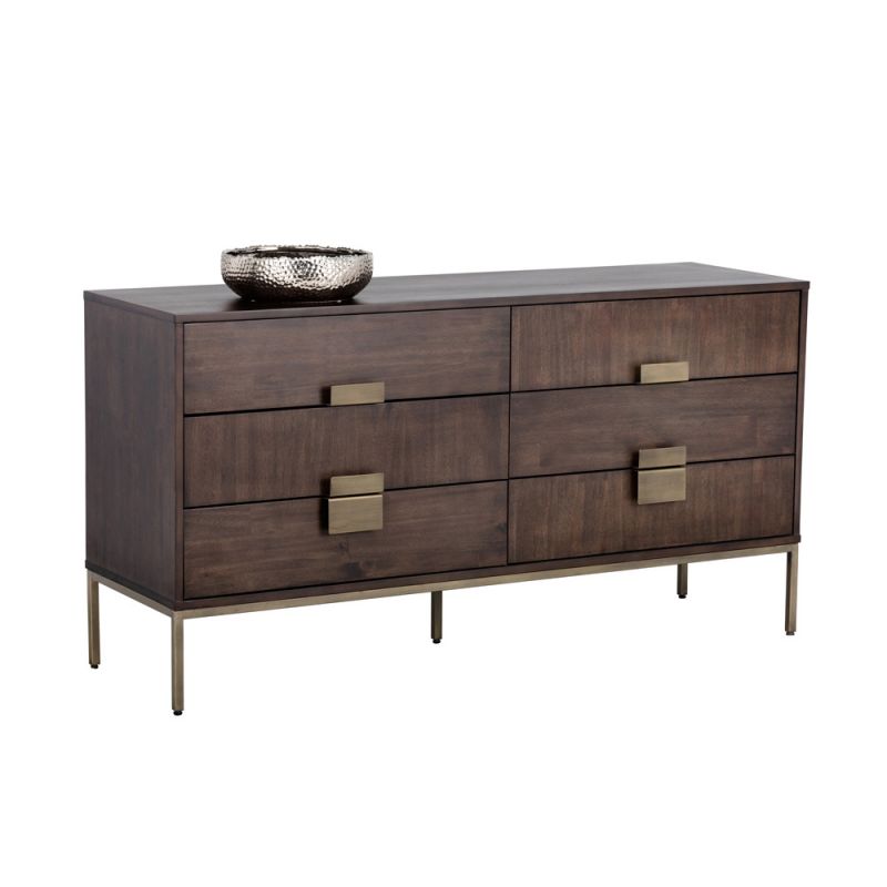 Sunpan - MIXT Jade Dresser - Antique Brass - Dark Mango - 102924