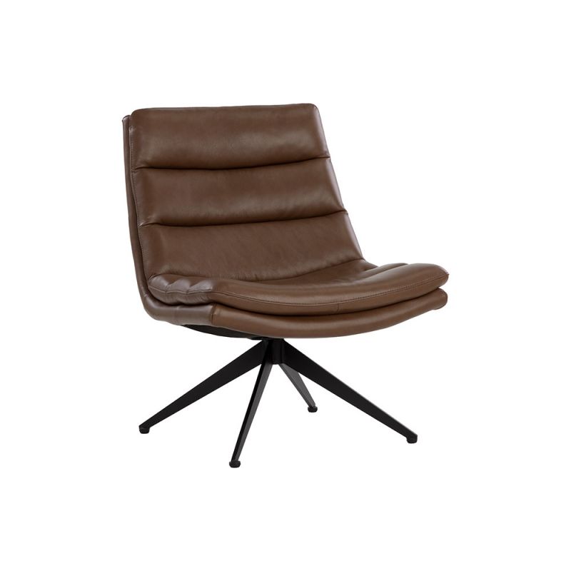 Sunpan - Keller Swivel Lounge Chair - Missouri Mahogany Leather - 107702