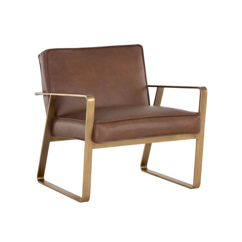 Sunpan - MIXT Kristoffer Lounge Chair - Vintage Caramel Leather - 106408_CLOSEOUT