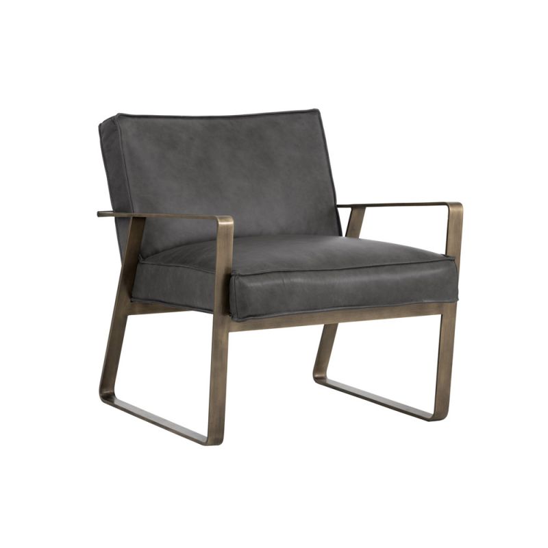 Sunpan - MIXT Kristoffer Lounge Chair - Vintage Steel Grey Leather - 103498