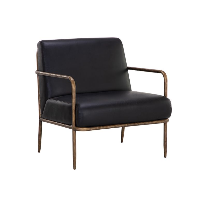 Sunpan - Lathan Lounge Chair - Charcoal Black Leather - 111357