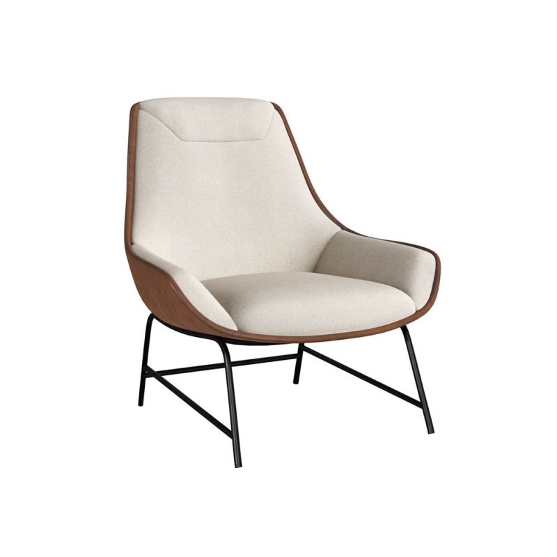 Sunpan - Lucier Lounge Chair - Belfast Oatmeal / Bravo Cognac - 107760