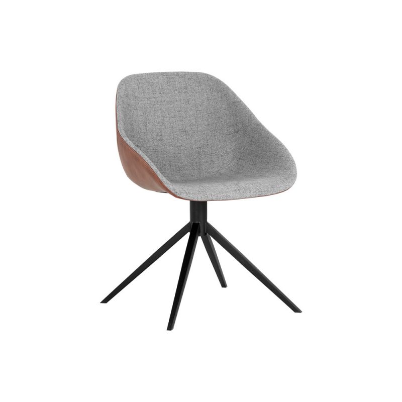 Sunpan - Junction Mccoy Swivel Dining Chair - November Grey / Cinnamon Brown - 107564