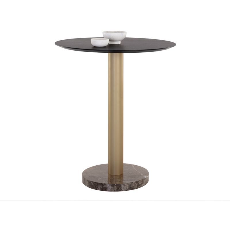 Sunpan - Artezia Monaco Bar Table - Gold - Grey Marble / Charcoal Grey - 108669
