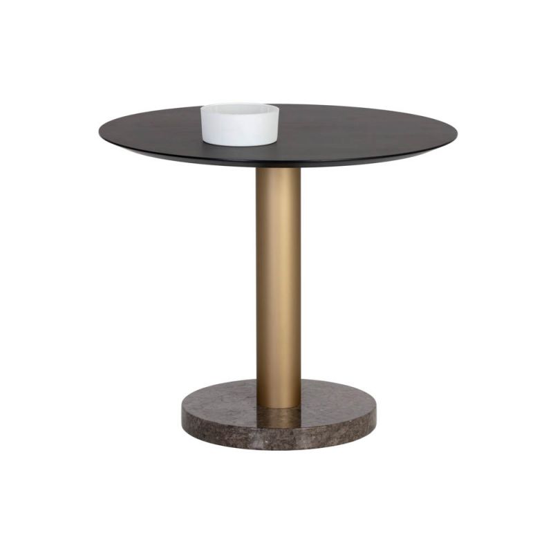 Sunpan - Artezia Monaco Bistro Table - Gold - Grey Marble / Charcoal Grey - 35.5