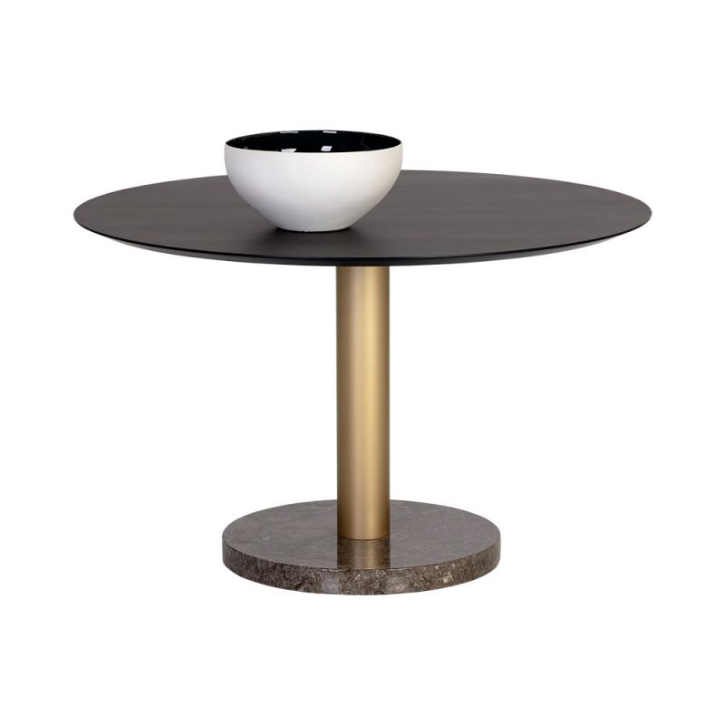 Sunpan - Artezia Monaco Dining Table - Gold - Grey Marble / Charcoal Grey - 48